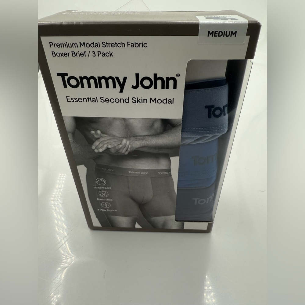 NWT Tommy John Second Skin 6" Boxer Briefs Size M Blue Shades - 3 Pack light